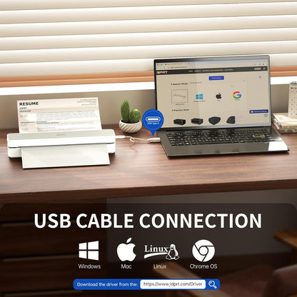 iDPRT Portable Thermal Printer,203DPI Wireless Bluetooth Small Printers for Travel,Office,Vehicles,Support 8.5" x 11" US Letter&A4 A5 Size, Compatible with Smartphone & Laptop