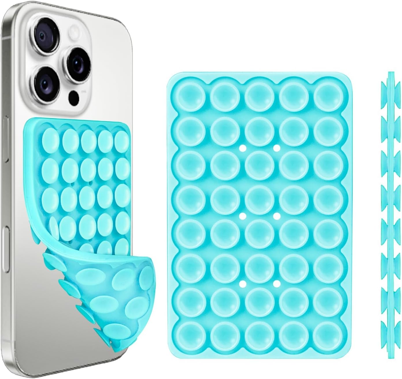 1 Pack Silicone Suction Cup Phone Case Mount Double Sided, Phone Accessories Hands-Free Strong Grip Holder for Selfies and Videos, Silicon Phone Stand Sticky for iPhone and Android Sky Blue