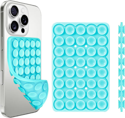1 Pack Silicone Suction Cup Phone Case Mount Double Sided, Phone Accessories Hands-Free Strong Grip Holder for Selfies and Videos, Silicon Phone Stand Sticky for iPhone and Android Sky Blue