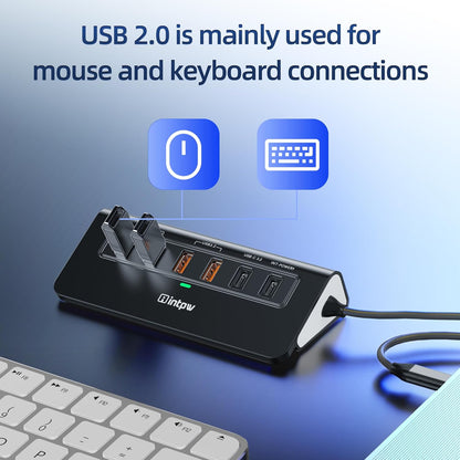 USB C Hub Ethernet, 10Gbps Laptop Docking Station 10-in-1, 4K@60Hz HDMI, 3 USB C/A 3.2 Data, LAN, 2 USB A 2.0, PD 100W, SD/TF Ports, 3.28FT Powered USB Hub for Laptop, PC, iPhone 16/15, Mac