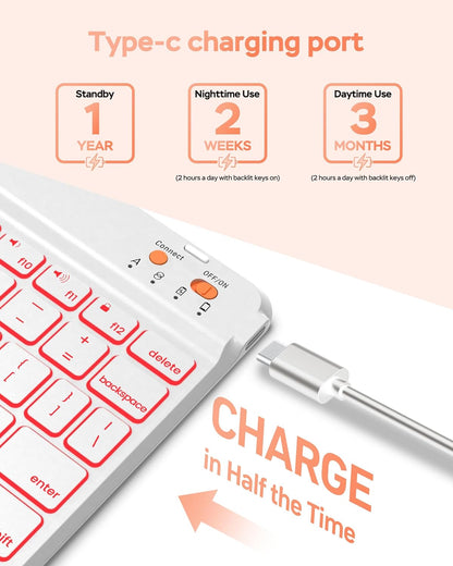 Folio Keyboard Case for iPad 10th Gen 10.9 inch (2022) and iPad 11th (A16, 2025), Magnetic Wireless Detachable Keyboard, 7-Color Backlight, Thin & Light, Pencil Holder (Pink)