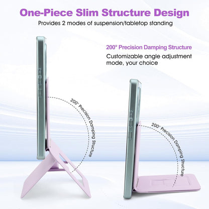 Phone Stand, Foldable Magnetic Phone Tripod, Angle Adjustment & Strong Magnets PU Leather Phone Stand, Compatible with All Smart Phone 16/15/14/13/12 (Purple)