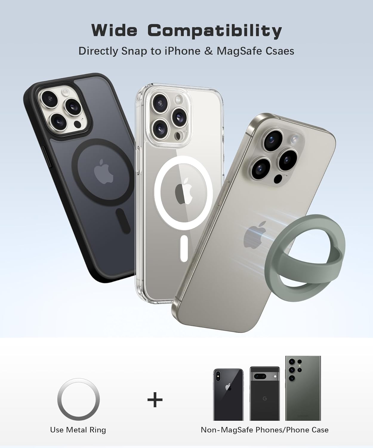 GONEZ Magnetic Phone Grip Compatible with MagSafe, Removable Silicone Loop Grip, Phone Ring Holder for Back of Phone for iPhone 16/15/14/13/12 Series, Pastel Pink