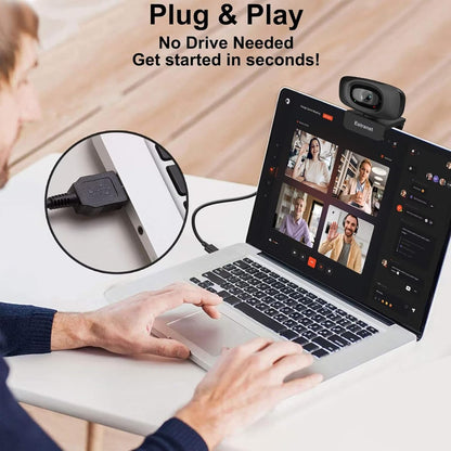 USB Webcam with Privacy Cover & Noise Canceling Microphone, Works with Zoom Teams YouTube Xbox, External 1080P Computer Web Camera for Laptop Mac PC Desktop Monitor