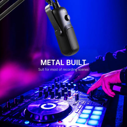 GVM Condenser Microphone, USB Type-C Podcast Recording Microphone for Vocal Voice-Over Streaming Studio Metal Mic with Mic Mute Headphone Jack Monitoring Volume Control Vocal Mic for Singing YouTube