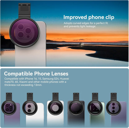 APEXEL CPL Filter 67mm Circular Polarizer Polarizing Filter for iPhone/DSLR for iPhone Camera Lens 16 15 14 13 12 Pro Max Samsung Galaxy Huawei with Adapter Ring, Universal Clip, Cold Shoe