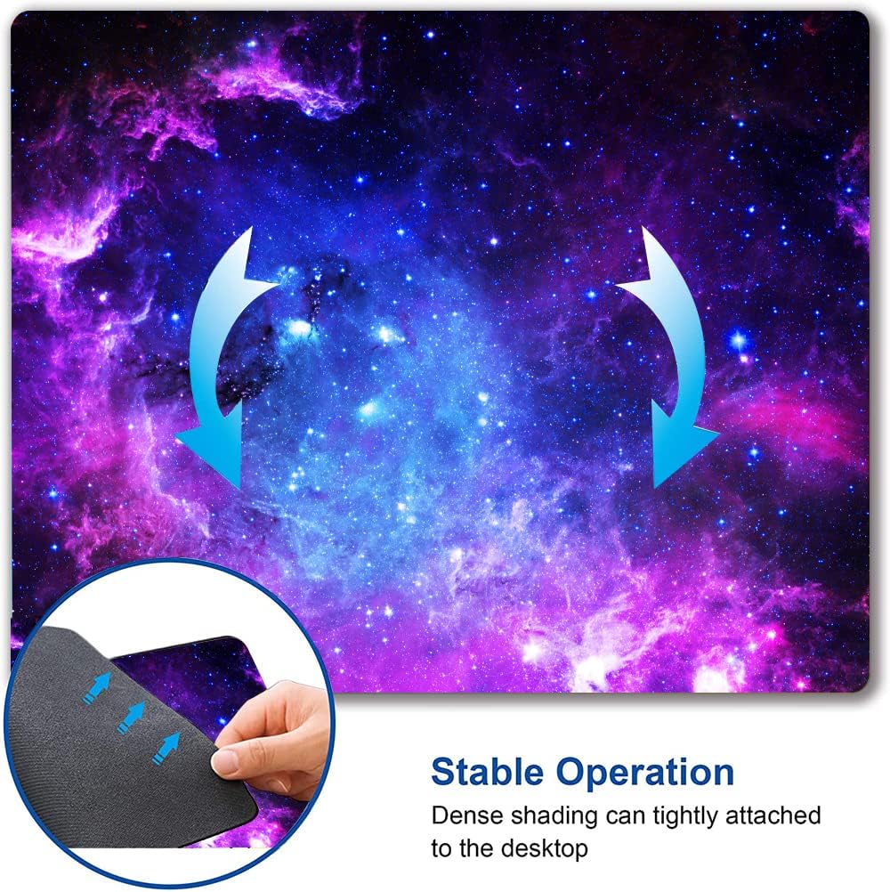Mouse Pad, Square Anti-Slip Rubber Mousepad for Gaming Office Laptop Computer PC Men Women Kids, Cute Custom Pattern, Cool Galaxy Nebula