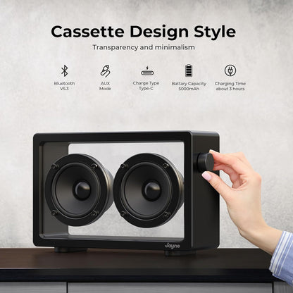 Cassette Portable Bluetooth Speaker, 20W Minimalist Speakers Bluetooth Wireless Loud, HD Powerful Sound and Wide Compatibility V5.3 for Indoor Outdoor - Black