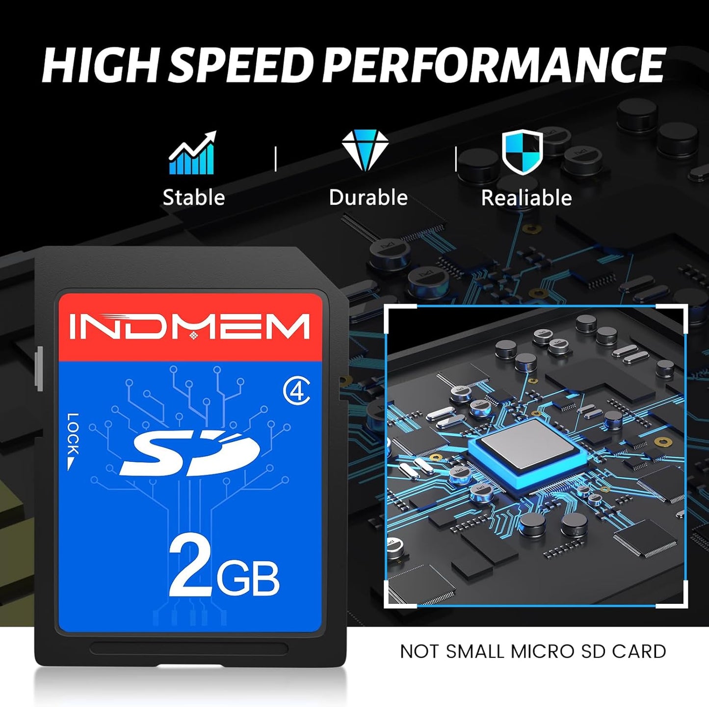 INDMEM SD Card 2GB, 6 Packs Class 4 2GB Flash Memory Card MLC Standard Secure Digital Cards Camera Card