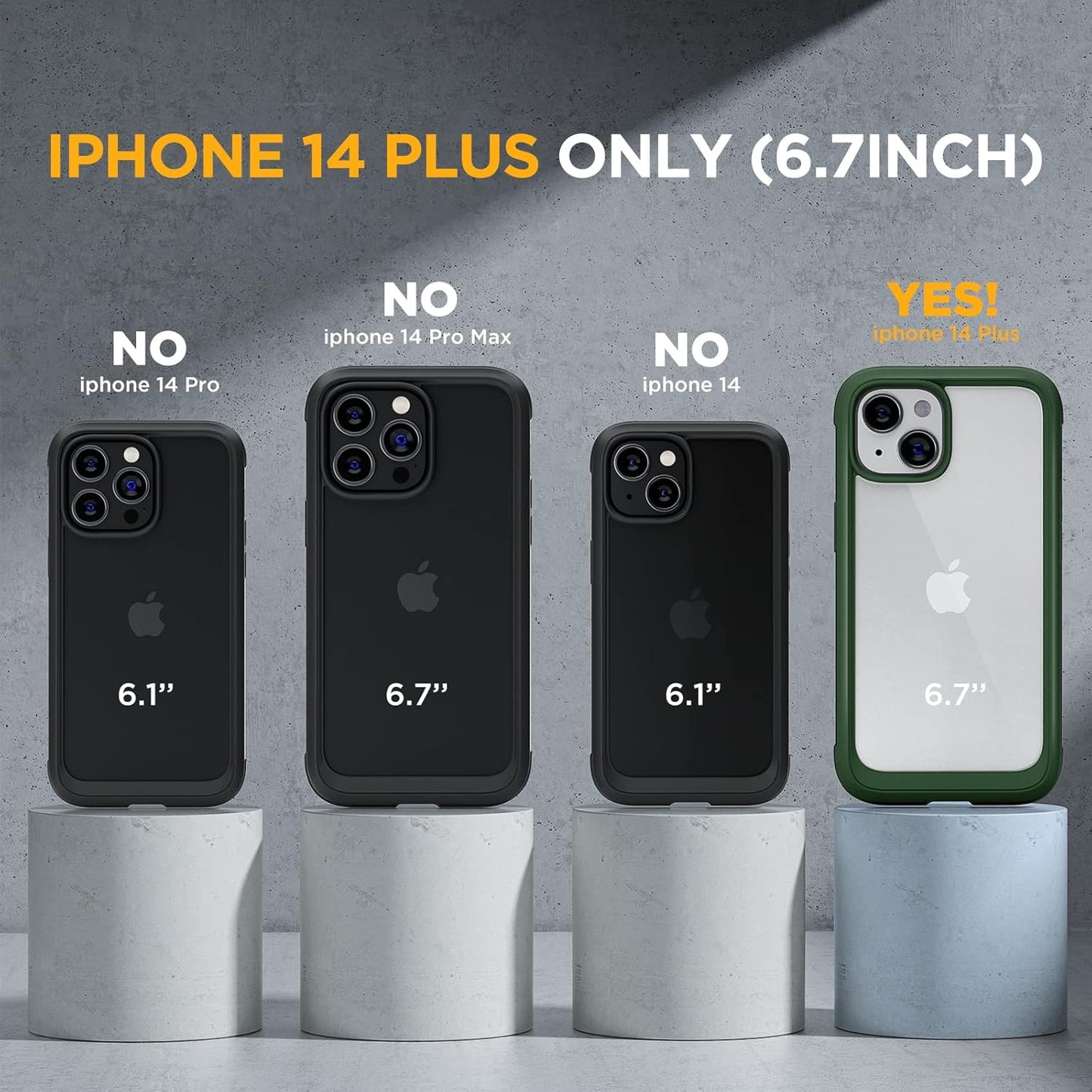 Miracase Glass Series Designed for iPhone 14 Plus Case 6.7 inch, 2023 Upgrade Full-Body Clear Bumper Case with Built-in 9H Tempered Glass Screen Protector and Camera Lens Protector,Green