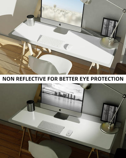 Large Desk Mat,55" x 17"Leather Desk Pad Protector,Large Mouse Pad,Office Desk Mat, Non-Slip PU Leather Desk Blotter, Laptop Desk Pad,Waterproof Desk Writing Pad for Office/Home/Decor(Ivory White)