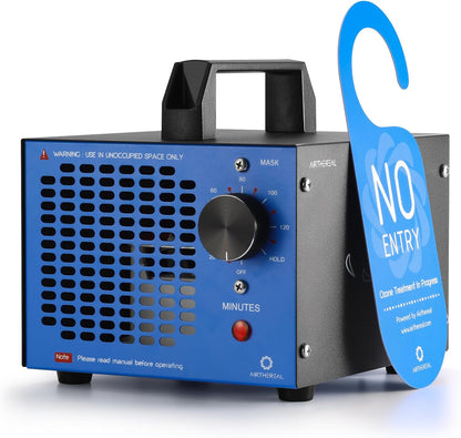 Airthereal MA5K Ozone Generator for Home, Ozone Air Ionizer Odor Eliminator with 120-Min Timer, Lightweight Design, Odor Removal for Car, Smoke, Pets, Basements, Covers Up to 2,000 Sq. Ft., Blue