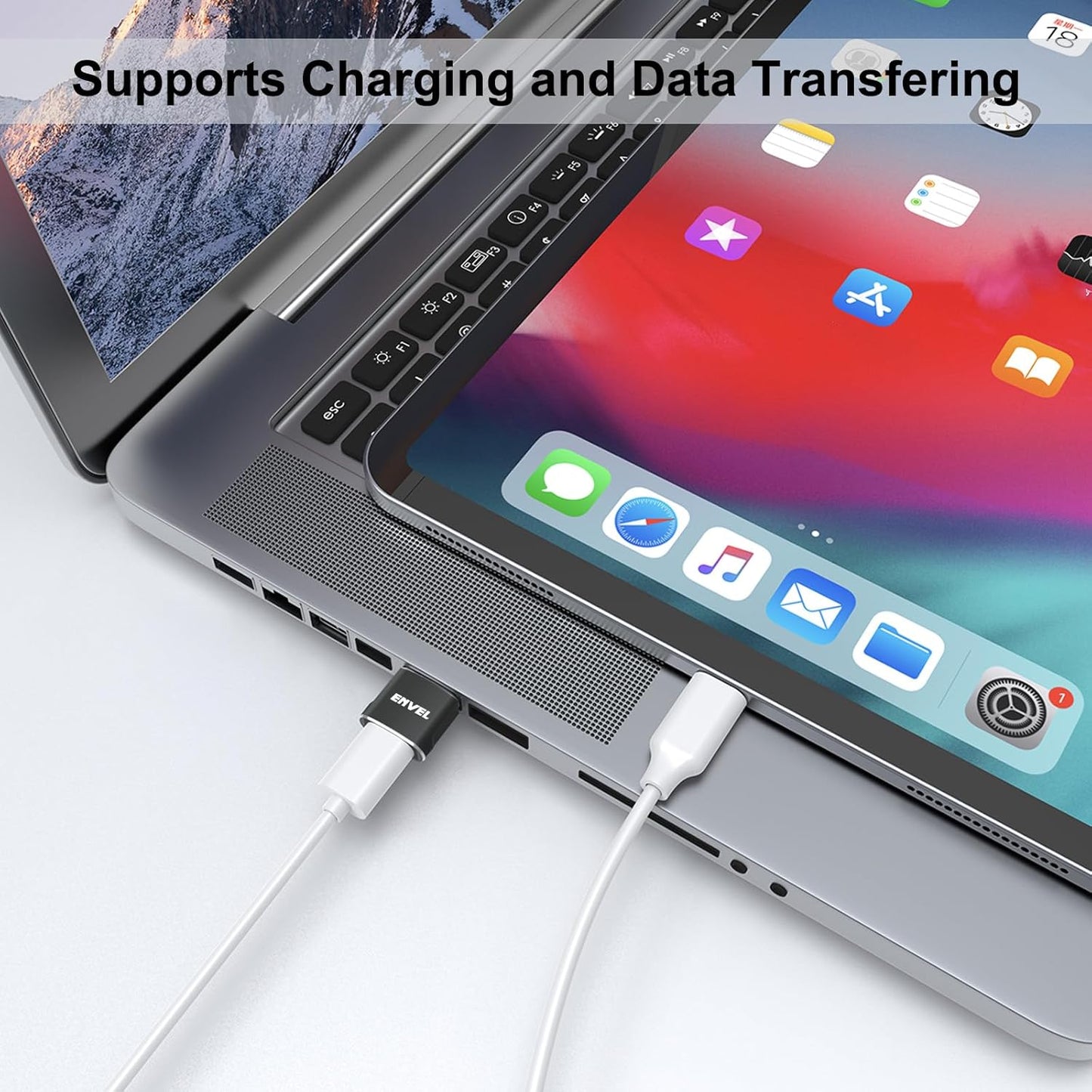 ENVEL USB to USB C Adapter, USB3 5Gbps High Speed Data Transfer, OTG Converter Thunderbolt3 to USB Female Compatible with Apple iWatch iPhone 15 Pro Max iPad Air 4 5 Mini 6 (Black, USB A Male)