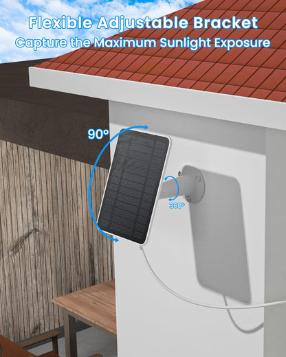 Solar Panel Charger Compatible with Arlo Essential 2K Outdoor(2nd Gen)/Essential XL Camera(2nd Gen)/Essential Spotlight, 5W Solar Panel with IP65 Waterproof 10ft Micro USB-C Cable & Wall Mount, 4 Pack