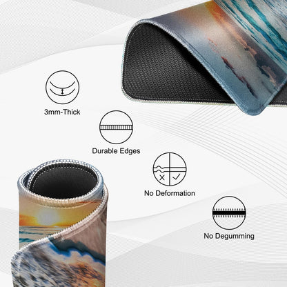 JIKIOU 3 Pack Mouse Pad with Stitched Edge, Comfortable Mouse Pads with Non-Slip Rubber Base, Washable Mousepads Bulk with Lycra Cloth, Mouse Pads for Computers Laptop Mouse 10.2x8.3x0.12in Beach