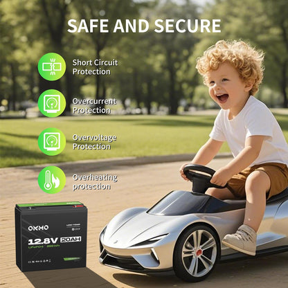 12V 20Ah Lithium LiFePO4 Battery, 4000+ Deep Cycles Rechargeable Battery for Kayak Fish Finder, Power Wheels Toys, Scooter