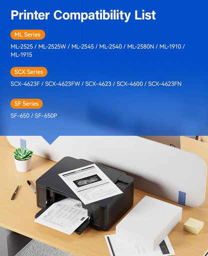 MLT-D105L Toner Cartridge Black 2-Pack High-Yield Replacement for Samsung MLT-D105L D105L Compatible with Samsung ML-2525 ML-2540 ML-2580N ML-1910 ML-1915 SCX-4623F SCX-4623FN SCX-4600 SF-650 Printers