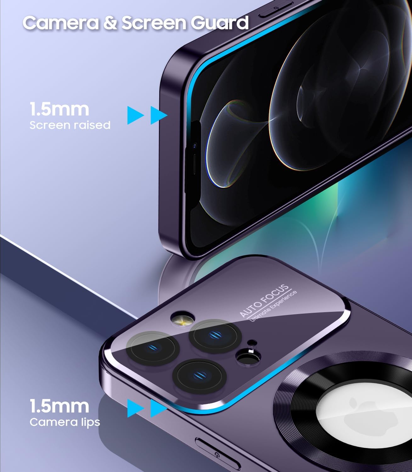 Magnetic for iPhone 12 Pro Case, Compatible with MagSafe, Built-in Camera Lens Protector, Logo View, Military Grade Drop Proof Phone Case Cover, Purple