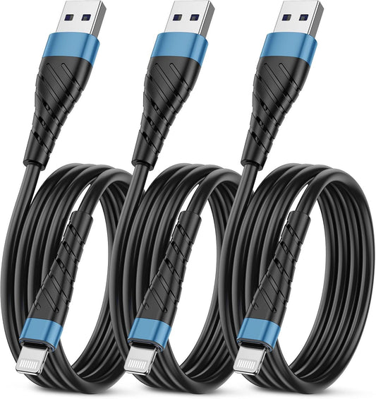 OIITH Compatible with Apple MFi Certified for iPhone Charger Cable 3 Pack 3 Ft, Lightning Charging Cord, Fast 2.4A for iPhone USB Cord Compatible with iPhone12/11/XS/Max/XR/X/8/8P/7P/6/iPad - Indigo