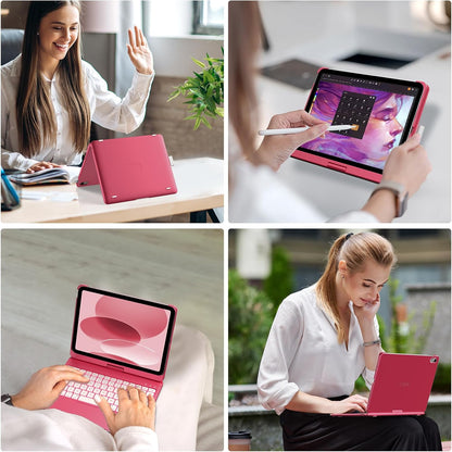 typecase Touch iPad 10th Generation Case with Keyboard (10.9", 2022) and iPad A16 (11th Gen, 2025) – 360° Rotatable, 11-Color Backlit, Multi-Touch Trackpad, Thin & Light (Pink)
