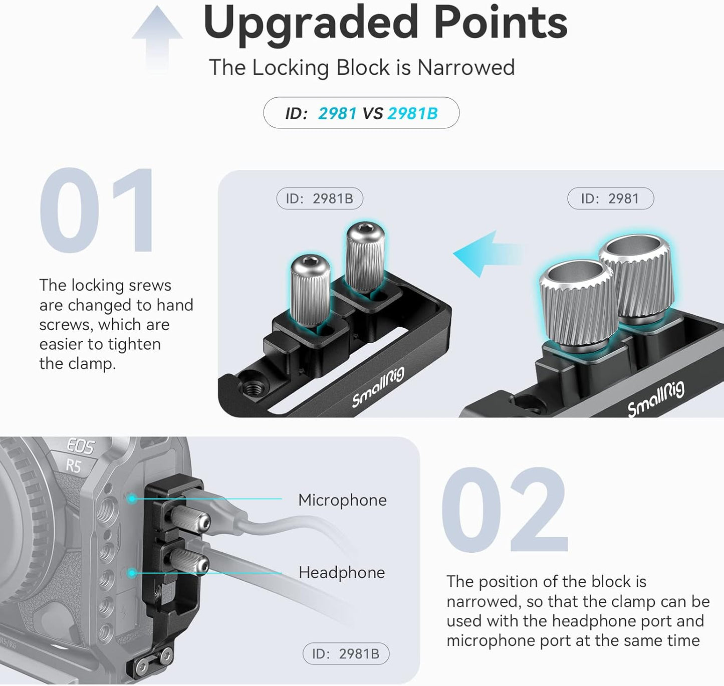SmallRig Cable Clamp for HDMI and USB-C for Canon R5 / R6 / R5 C Cage 2982/3464 and R6 Mark II Camera Cage 4159-2981