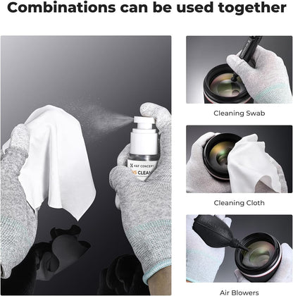 K&F CONCEPT Spray and Microfiber Lens Cleaner Care Kit, Non-Flammable Camera Lens Cleaner and Digital Sensor Cleaning Solution,for Coated Lenses, Binoculars, Scopes, Cameras, and Glasses