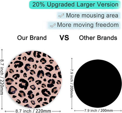 ITNRSIIET Round Mouse Pad with Stitched Edge Premium-Textured Waterproof Non-Slip Rubber Base Desktop Protection Mat Diameter 8.7 inches, Leopard Black Purple