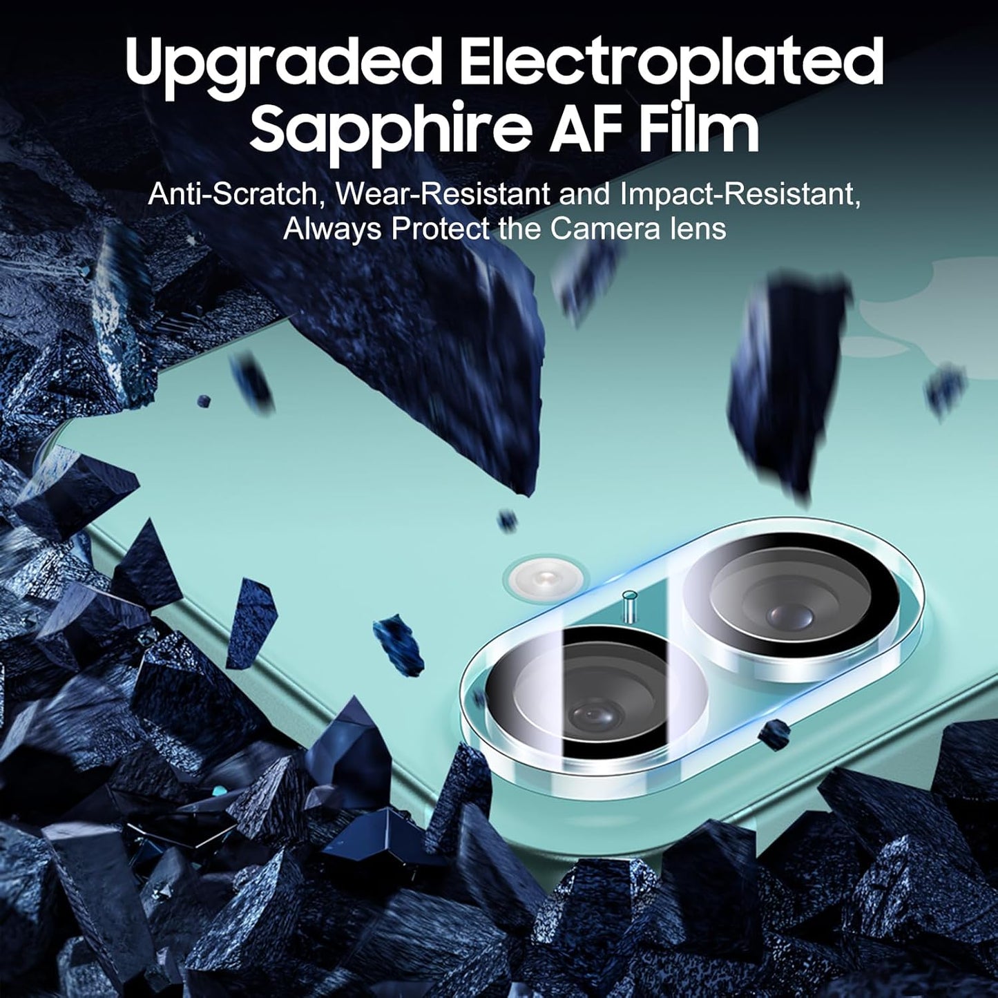 UniqueMe for 3 Pack iPhone 16 / iPhone 16 Plus Camera Lens Protector - [Drop Protection] [Case Friendly] 9H Tempered Glass Camera Cover Screen [Update New Version]