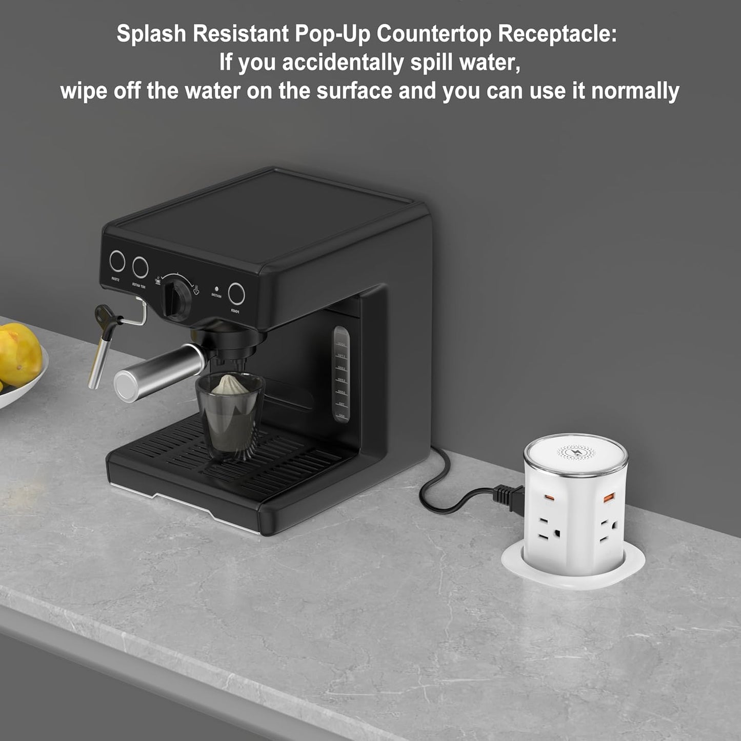 Jgstkcity Pop Up Outlet for Countertop 3.15-inch Desk Wire Hole Insert,9-in-1 Power Strip with 15W Wireless Charger,4 Outlets 4 USB Ports,15Amp Tamper Resistant Receptacle, ETL Listed