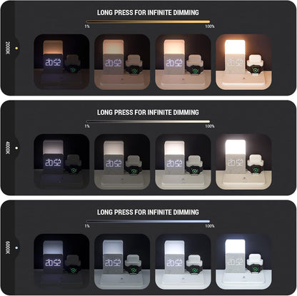 Wireless Charging Station, 7 in 1 Charging Station, Alarm Clock with Wireless Charger, Night Light, iPhone 12/13/14/15/16 Pro/Pro Max13 Mini/13 Pro Max/12 pro, AirPods