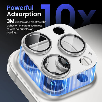 Tensea for iPhone 16 Pro/iPhone 16 Pro Max/iPhone 15 Pro/iPhone 15 Pro Max Camera Lens Protector, Metal Aluminum Alloy Tempered Glass Cover Camera Screen Protector Accessories, Case Friendly