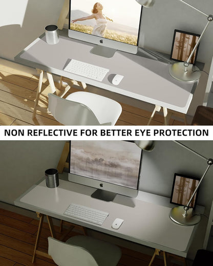 Small Leather Desk Mat, Mouse Pad, Laptop Mat, Non-Slip PU Leather Blotter, Waterproof Writing Pad for Office/Home (23.6"x13.8", Light Grey)