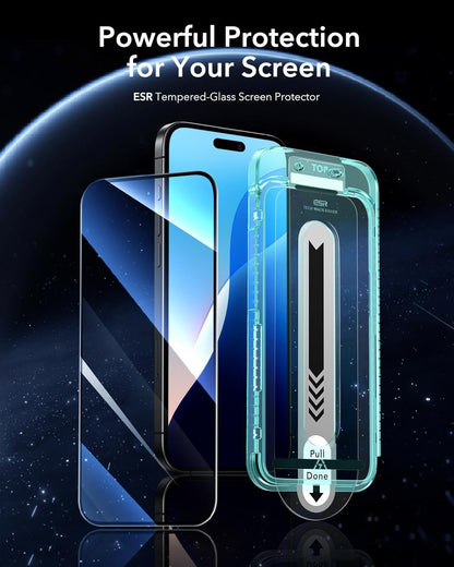 ESR 3 Pack for iPhone 16 Plus/iPhone 15 Plus Screen Protector, [9H Hardness] [Military Grade Shatterproof] Full Coverage Tempered Glass Film with Flawless Fit Tray, HD Clear, Scratch Resistant