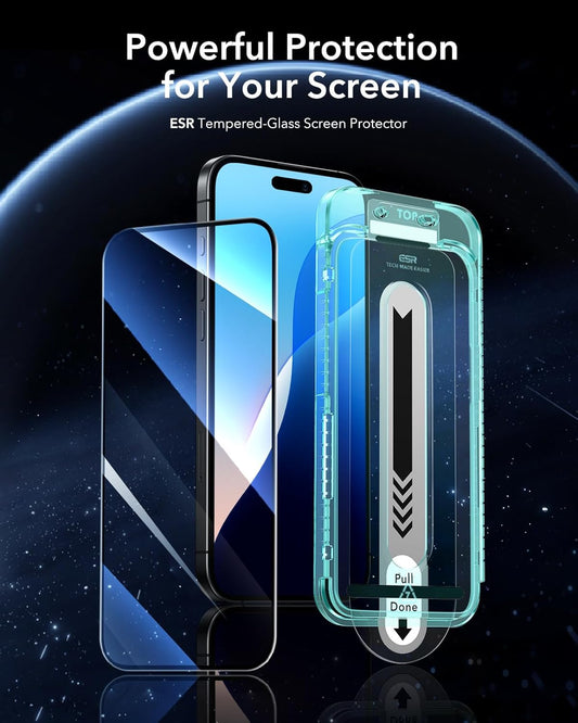 ESR 3 Pack for iPhone 16 Plus/iPhone 15 Plus Screen Protector, [9H Hardness] [Military Grade Shatterproof] Full Coverage Tempered Glass Film with Flawless Fit Tray, HD Clear, Scratch Resistant