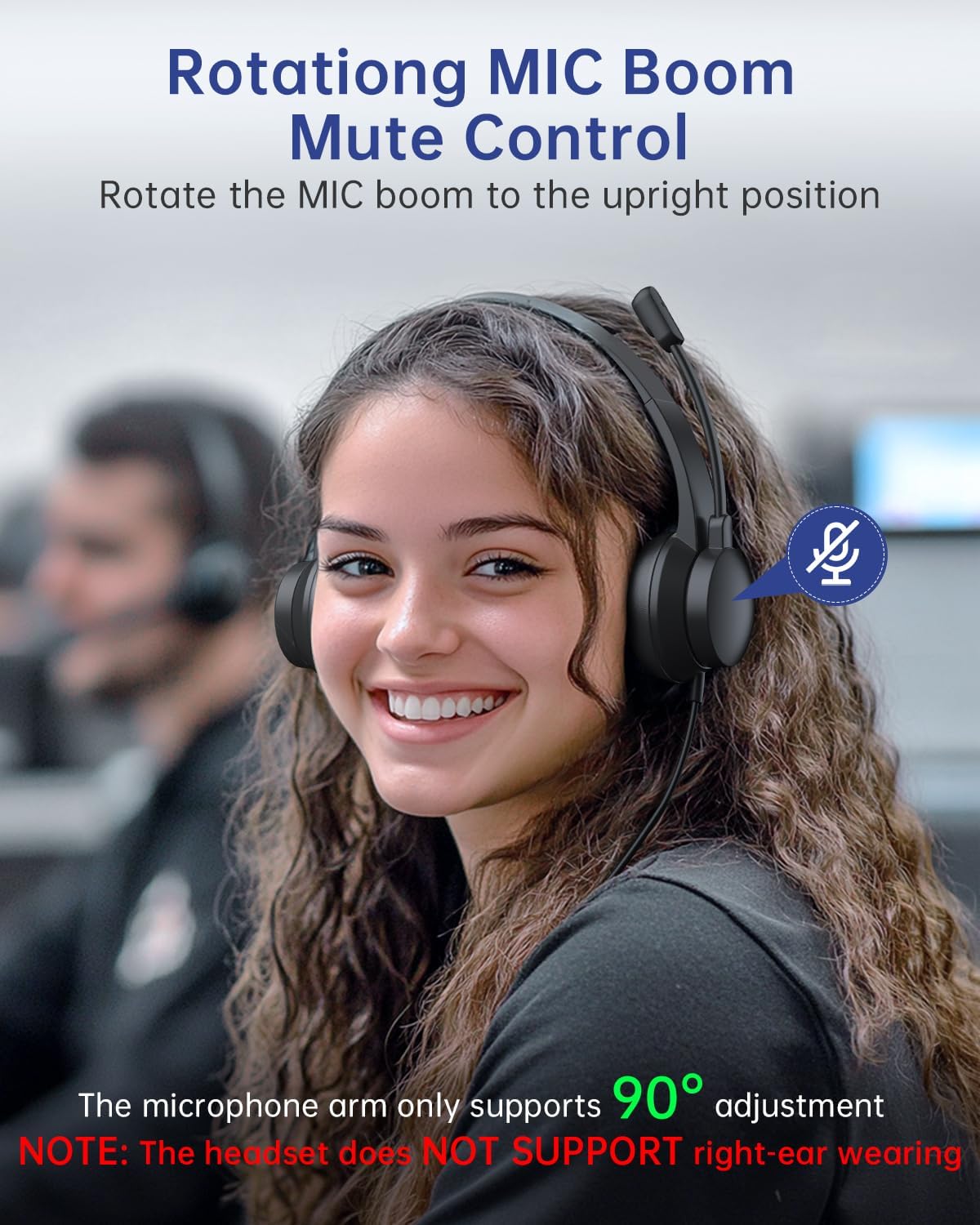 USB Headset with Microphone for PC, Wired Headphones with Mic USB Headsets with Noise Cancelling Microphone, Computer Headset with Microphone for Home Office Online Class Teams Skype（Black）