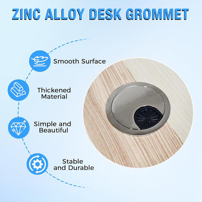 Desk Grommet 3-1/8" (80 mm), Desk Cord Hole Cover, Cable Grommet Metal Zinc Alloy Materilal, Desk Hole Grommet for Office and Home Table Cable, Detachable Cable Cord Organizer (Flat Black 2 Pcs)