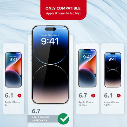 Screen Protector for iPhone 14 Pro Max – Tempered Glass Screen Protector for iPhone 14 Pro Max Kit with Applicator - Full Edge-to-Edge Protection, 9H Hardness, Oleophobic Coating - Black