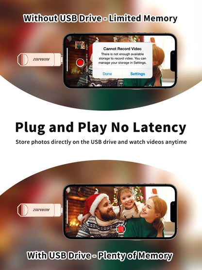 256GB Flash Drive Intended for iPhone, Memory Stick Storage Files Photos Videos Backup, Compatible with iPhone iPad Android PC, Plug and Play, No Application Required (Rose Gold)