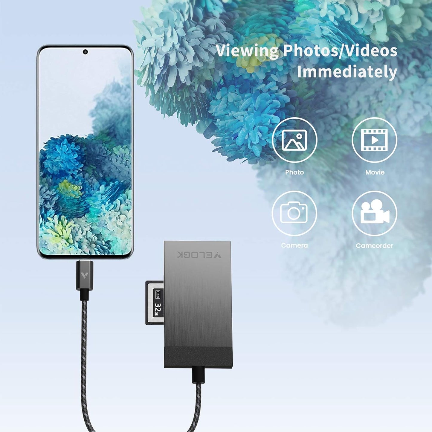 3-in-1 CFexpress/XQD/SD Card Reader USB C, VELOGK Dual-Slot USB 3.2(10Gbps) CFexpress Type B Card Reader Adapter compatible with Android/Windows/Mac OS/Linux, with Brushed Aluminum Case&Portable Pouch