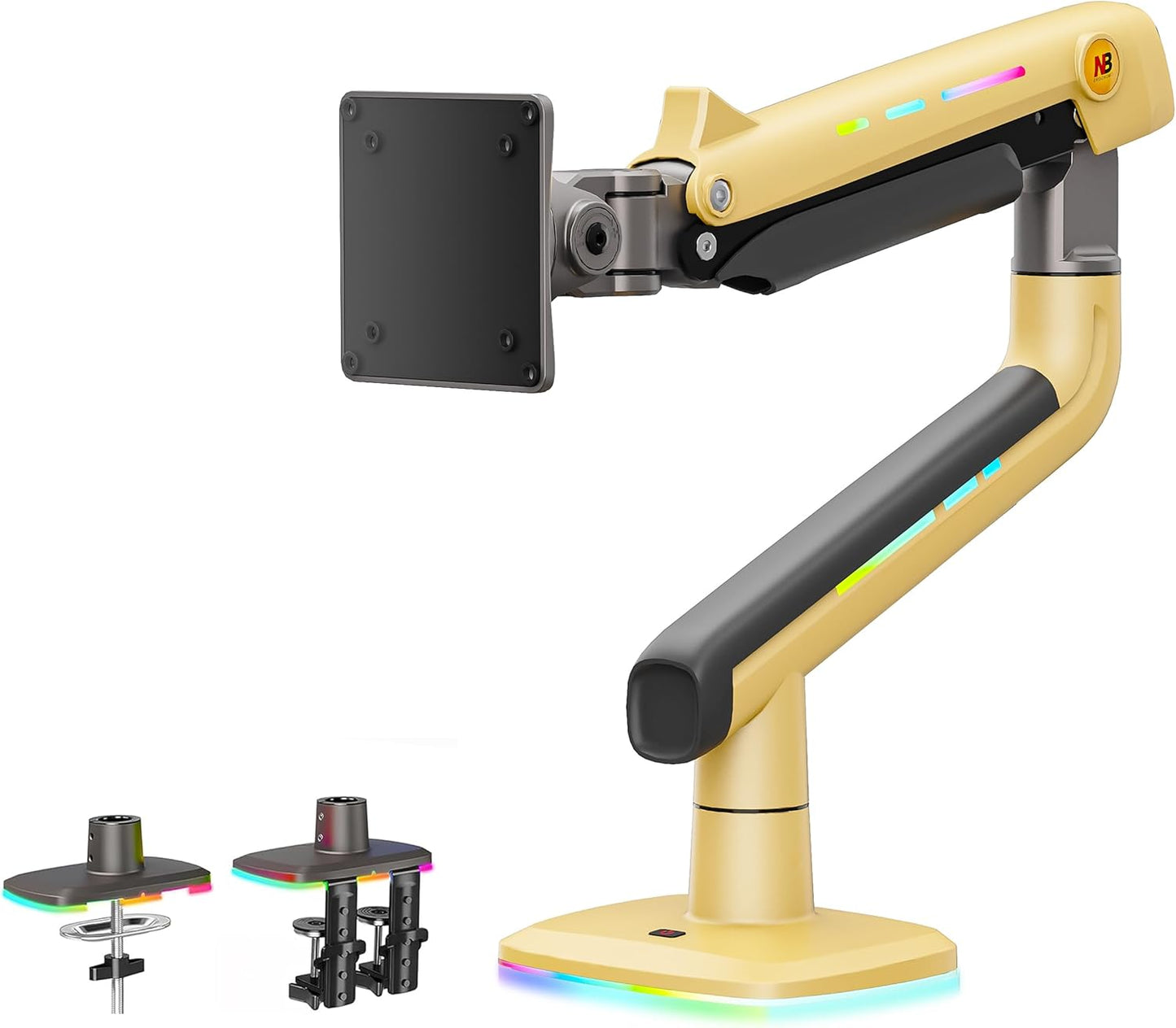 Gaming Monitor Arm for Flat/Ultrawide/Curved Monitors 32 to 60 inch, Heavy Duty Monitor Stand Load up to 20 kg, VESA 75/100 mm Mount (Lava Yellow)