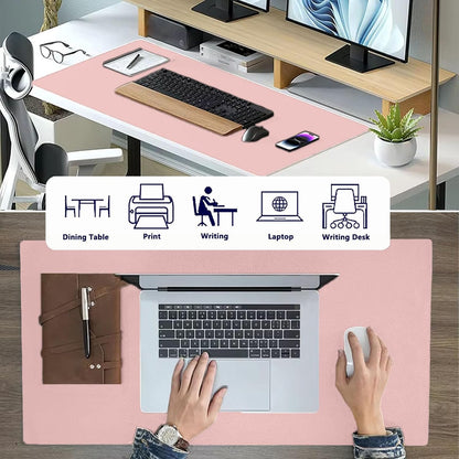PU Leather Desk Pad Protector Gaming Mouse Pad Non Slip Desk Mat for Keyboard and Mouse Waterproof Desk Writing Pad for Office and Home Desk Accessories(Pink, 31.5 * 15.7)
