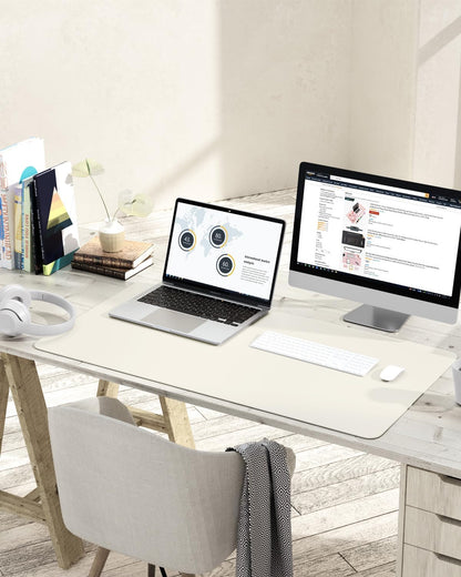 YSAGi Non-Slip Leather Desk Pad, Desk Matt for Desktop, Waterproof Laptop Computer Keyboard Mat, Table Protector Blotter Mat, Large Mouse Pad for Office/Work/Home/Decor(Cream, 35.4" x 17")