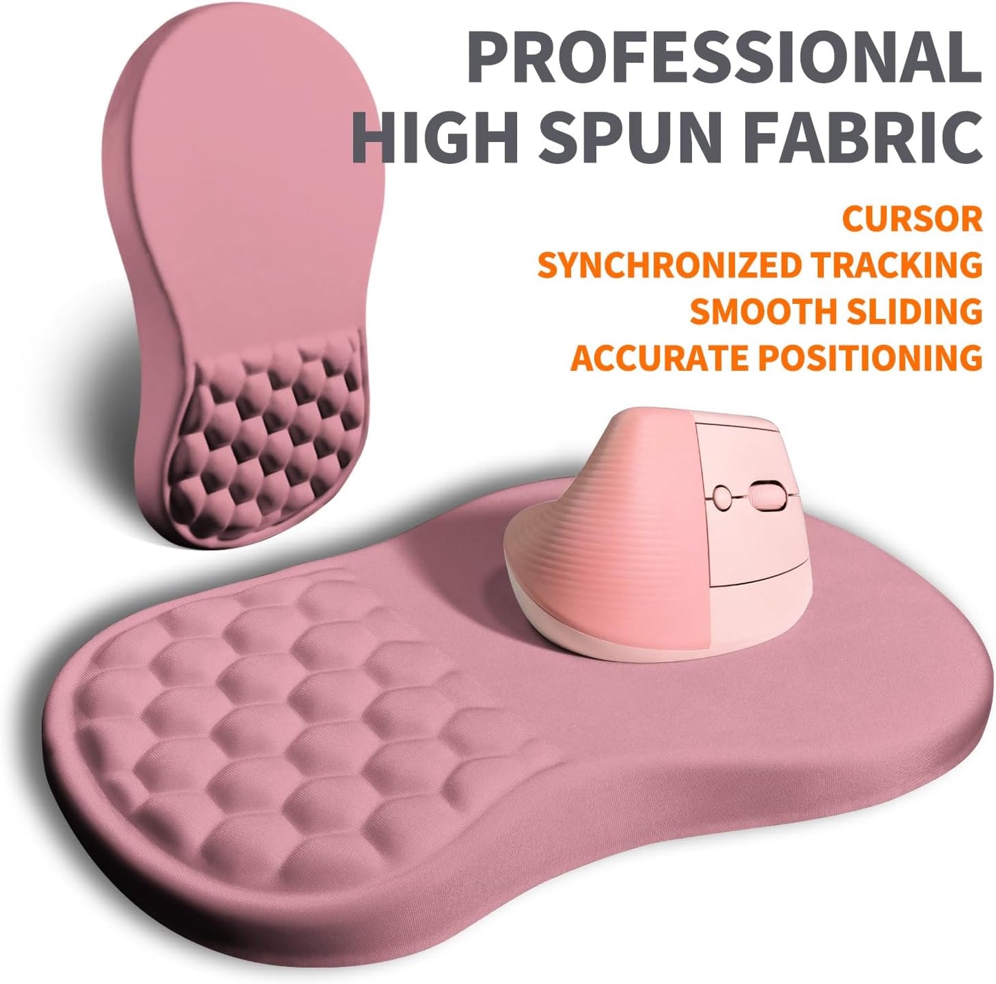 Ergonomic Joint Wrist Support Mouse Pad with Memory Foam Cushion Massage Bump, Carpal Tunnel Pain Relief Mousepad Slope Design for Wrist Rest, 11.8x7.9 in, RosyBrown