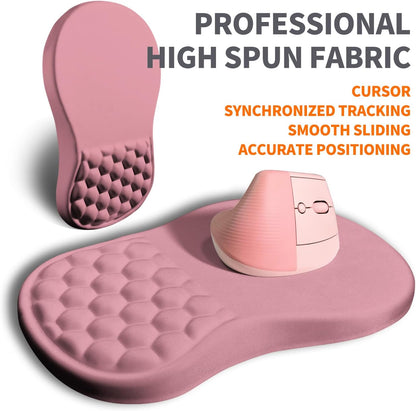 Ergonomic Joint Wrist Support Mouse Pad with Memory Foam Cushion Massage Bump, Carpal Tunnel Pain Relief Mousepad Slope Design for Wrist Rest, 11.8x7.9 in, RosyBrown