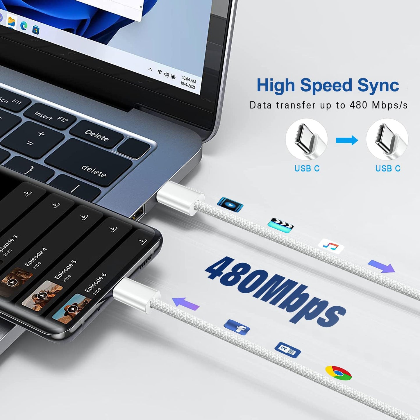 iPhone 16 15 Chargers,2Pack USB C Wall Charger Block Charger Fast Charging with 10FT USBC to C Woven Cable for iPhone 16/16e/16 Pro/16 Pro Max/16 Plus/iPhone 15/15 Pro/15 Pro Max,iPad Pro/Air/Mini