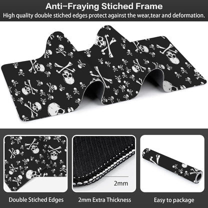 Skull Head Desk Mat,Large Pirate Skull Crossbones Gaming Keyboard Mouse Pad,Non-Slip Rubber Base Desk Pad Thick Stitched Edges Waterproof Mousepad Mouse Mat 31.5"x11.8"