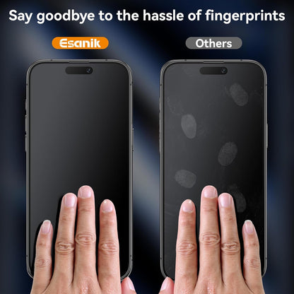 Esanik for iPhone 14 Pro Max Matte Glass Screen Protector [Auto-alignment] Anti-Glare & Anti-Fingerprint,Anti-Reflection,Bubble Free, Smooth as Silk, 2 Pack 9H Glass Screen Cover