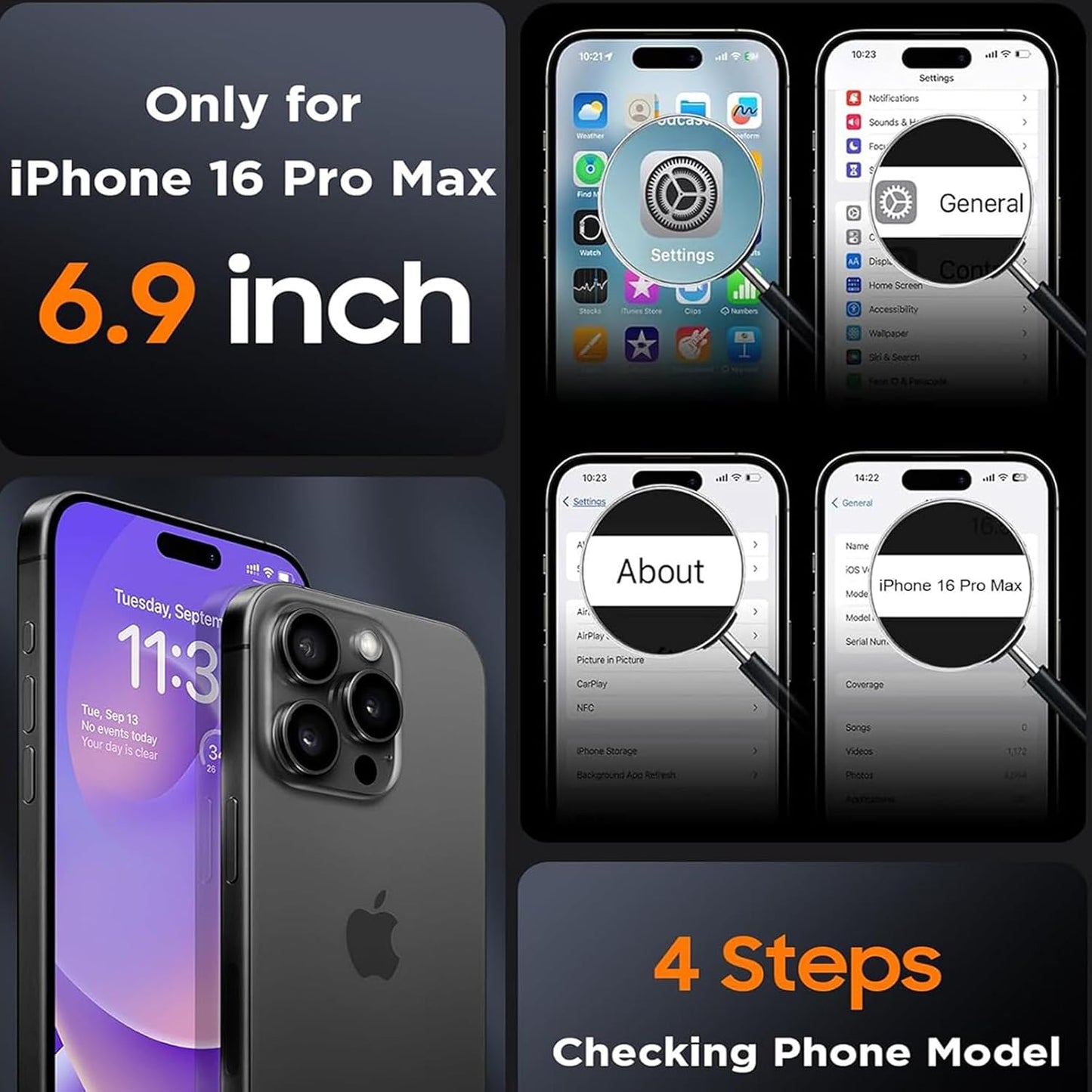 Battery Case for iPhone 16 Pro Max, Upgraded 12000mAh Rechargeable Portable Extended Battery Pack Supported Qi Wireless Charging Case Compatible with iPhone 16 Pro Max (6.9 inch) Charger Cover (Black)