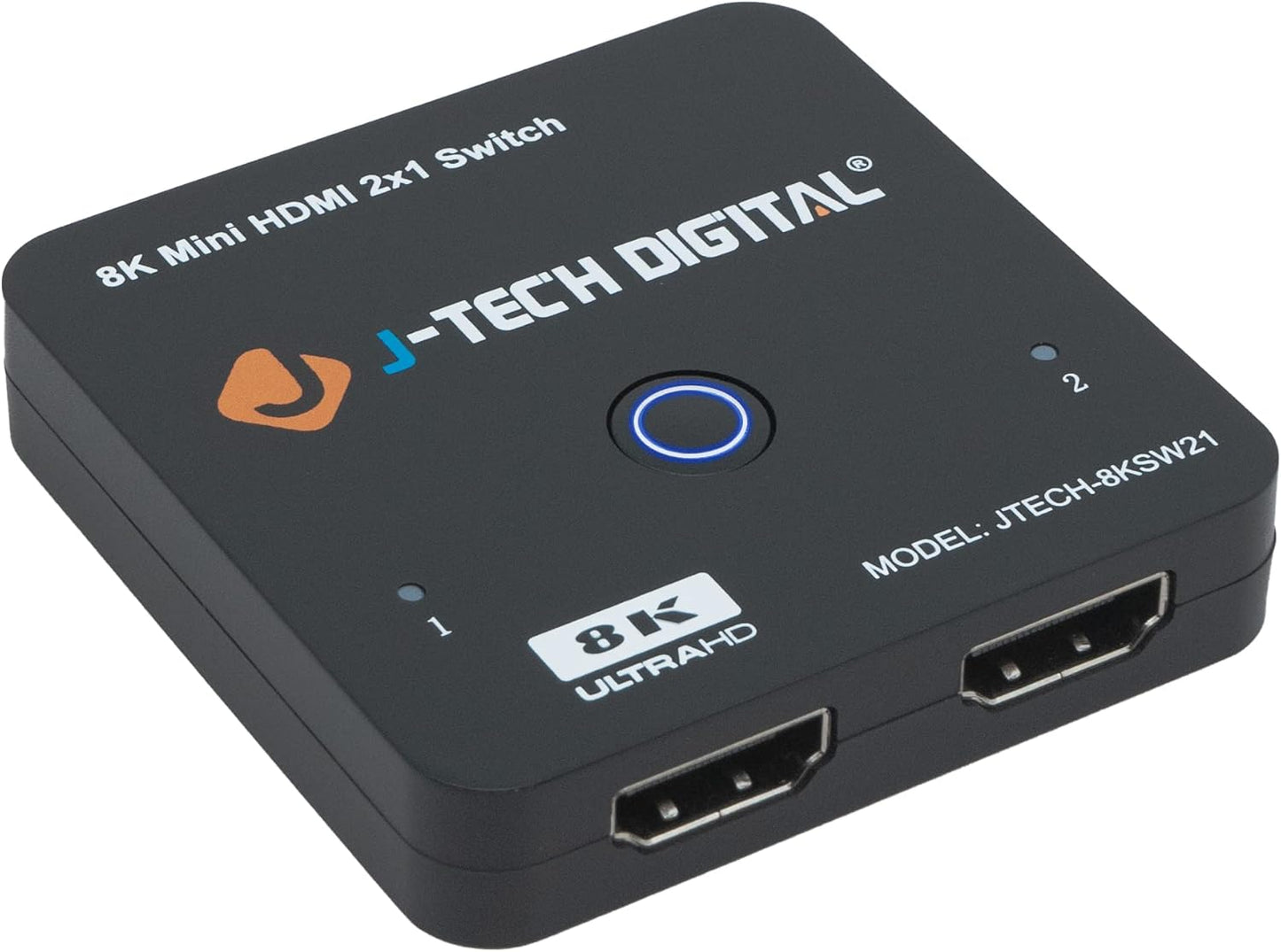 J-Tech Digital 8K HDMI 2.1 Mini Switch 2 in 1 Out 48Gbps 8K 60Hz 4K 120Hz HDR / HDR10 HDMI Switcher for Xbox PS5 BluRay with Auto Switch [JTECH-8KSW21]