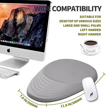 Hokafenle Ergonomic Mouse Pad Wrist Support, Terraced Slope Carpal Tunnel Wrist Pad for Mouse with Unibody Memory Foam, Wrist Rest Pain Relief Mousepad (Silvery White, 11.8x7.9 in)